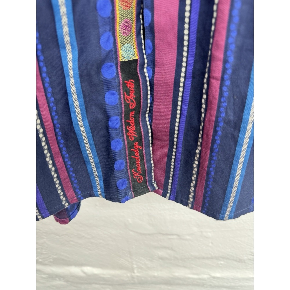 Robert Graham Mens Large Striped Long Sleeve Button Down Shirt Cotton Flip Cuffs - Picture 8 of 9